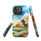 iPhone Tough Case – Sunny Windmill Meadow | Cottagecore Shockproof Cover