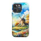iPhone Tough Case – Sunny Windmill Meadow | Cottagecore Shockproof Cover