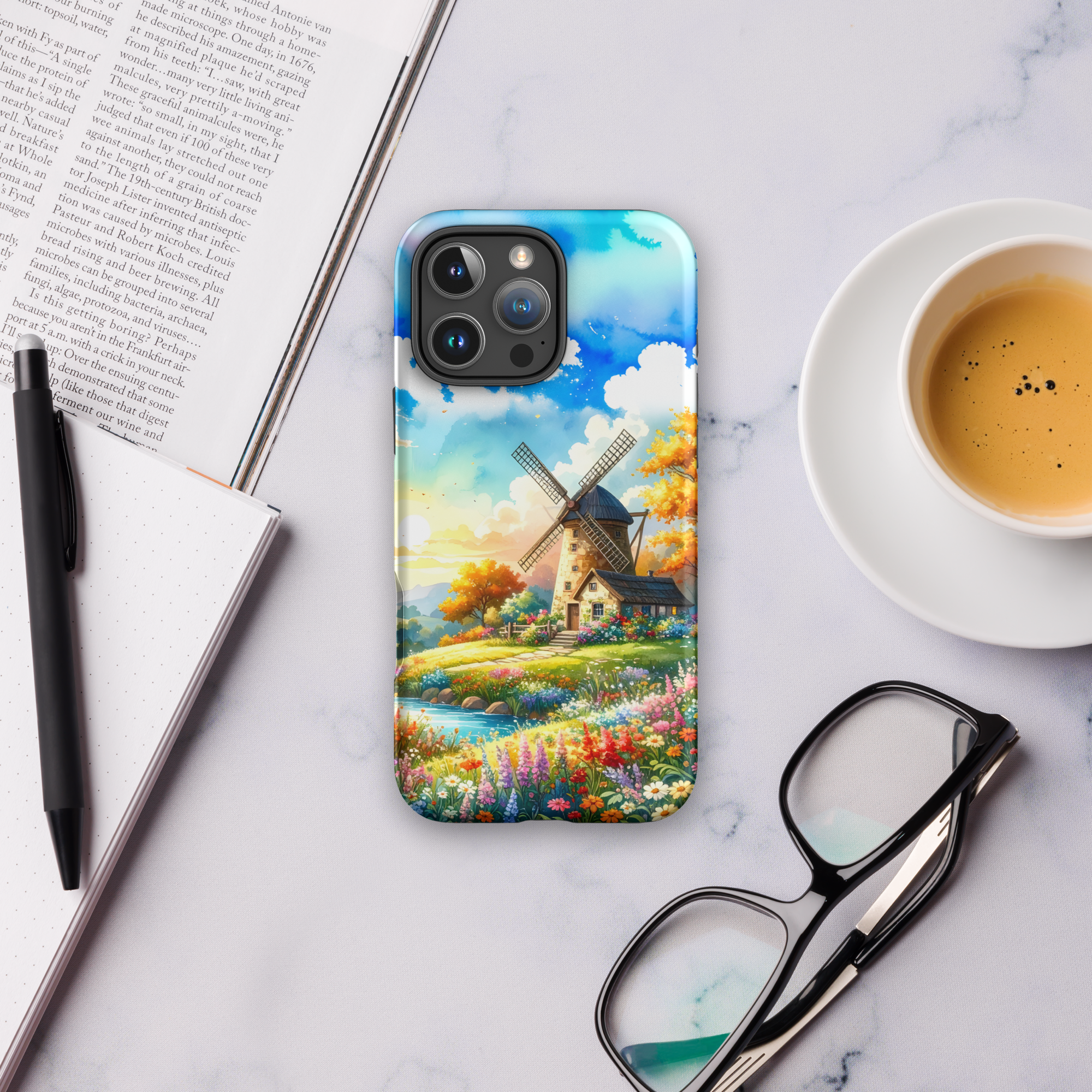 iPhone Tough Case – Sunny Windmill Meadow | Cottagecore Shockproof Cover