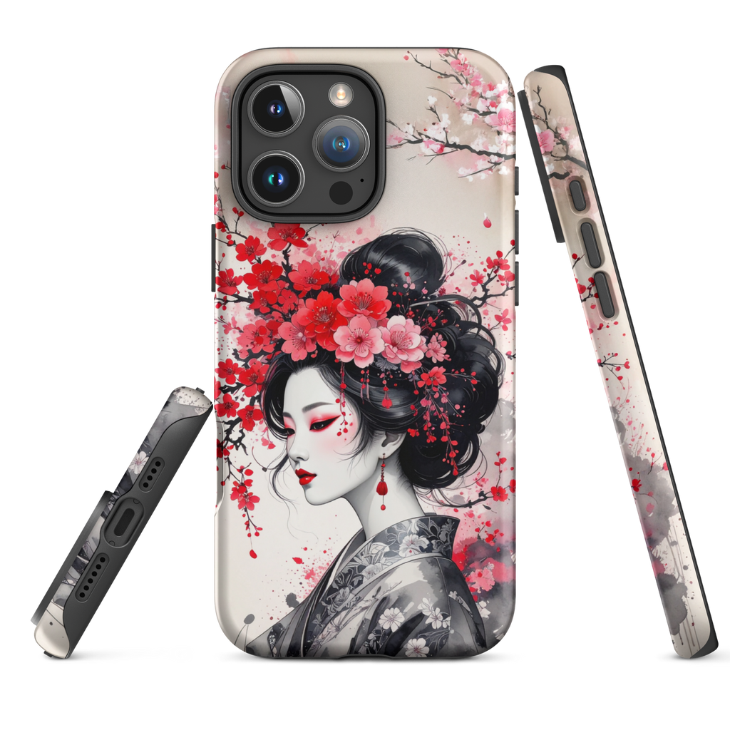 iPhone Tough Case – Geisha  | Floral Ink Shockproof Cover